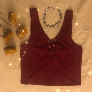 Burgundy colored crop top Bershka